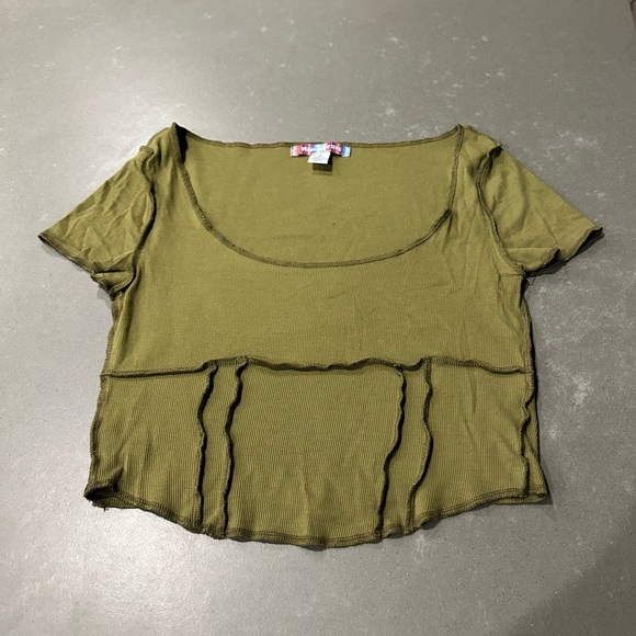 Urban Outfitters Tops - Green Urban Outfitters Wide Neck Crop Top